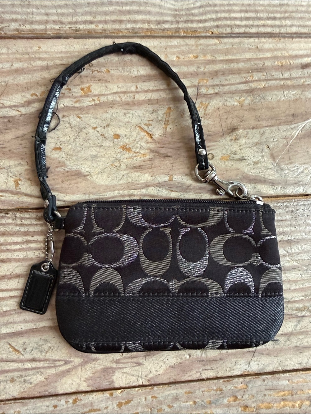 Coach Signature C Black Wristlet